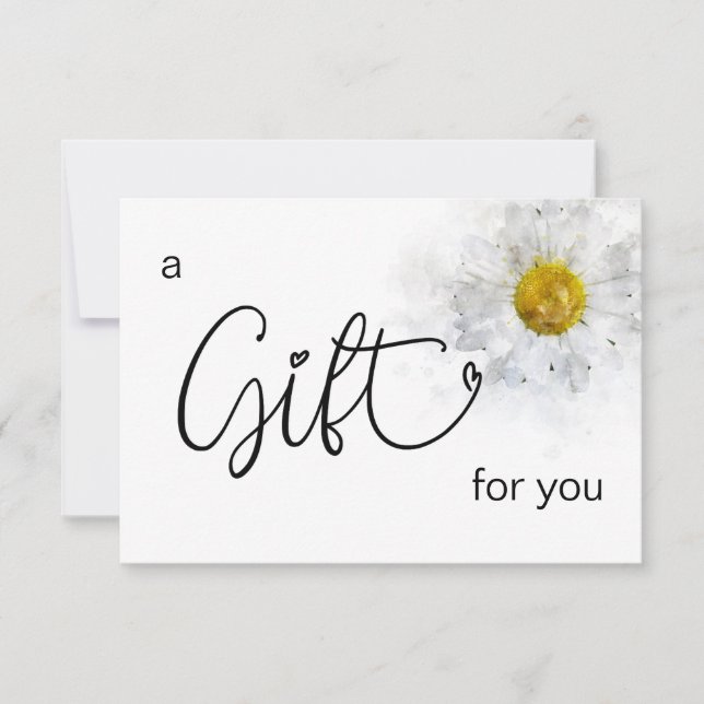 *~* Floral White Watercolor Daisy Heart Minimalist (Frente)