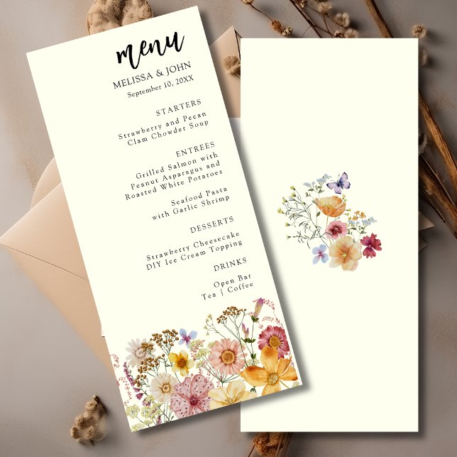 Floral Wildflower Boho Weding Menu (Criador carregado)