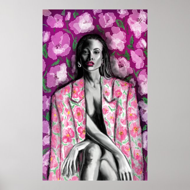 Floral Woman Fantasy Poster Impressão - Pintura (Frente)