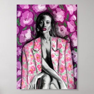 Floral Woman Fantasy Poster Impressão - Pintura