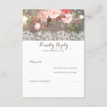 Floral Wood e Lace Wedding RSVP