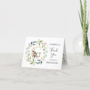Floral Wreath Bridesmaid Cartões de agradecimentos