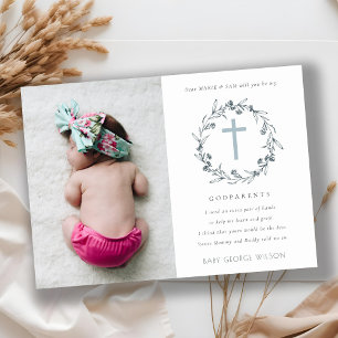 Floral Wreath Photo Godparent Proposta Convite
