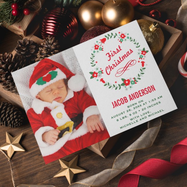 Floral Wreath Primeiro Anúncio de Nascimento de Na (Criador carregado)