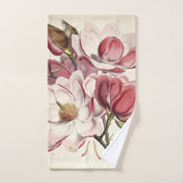 Florals Magnolias Burgandy, Toalha Rosa (Toalha de mão)