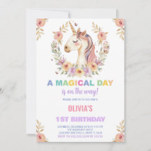 Florals Unicorn - Convites de Aniversário