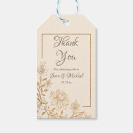 Floreio Floral Dourado Obrigado Etiquetas