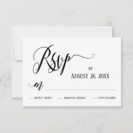 Floreios Elaborados Cartão Preto e Branco RSVP