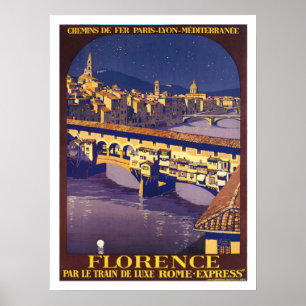 Florença, Italia, poster das viagens vintage
