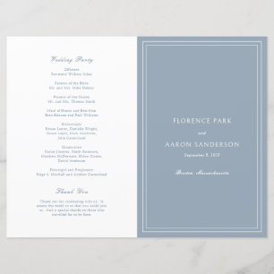 Florence Dusty Blue Elegant Weding Program