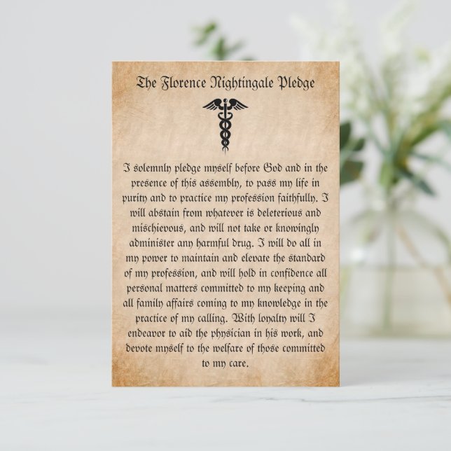 Florence Nightingale Pledge for Nurss Flat Card (Em pé/Frente)
