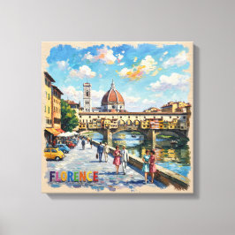 Florence Ponte Vecchio Duomo Scene Canvas