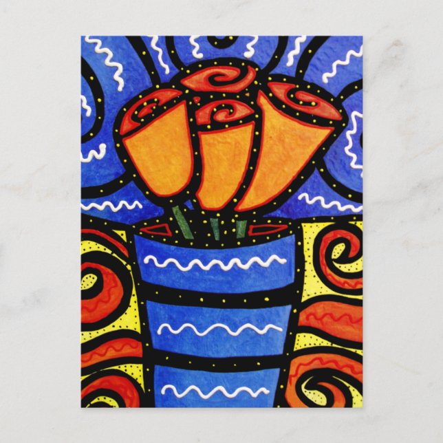 Flores abstratas no cartão colorido da arte do (Frente)