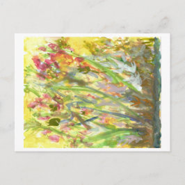 Flores altas num cartão postal amarelo