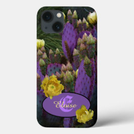 Flores Amarelas de Cacto Roxo Personalizadas Monog