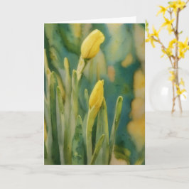 Flores Amarelas de Daffodil no Cartão de Nota de A