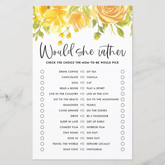 Flores Amarelas Ela Preferencialmente Jogo De Chá  (Frente)