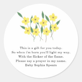 Flores Amarelas - Etiqueta de Velas de Oração