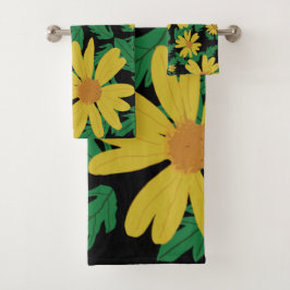 Flores amarelas margaridas com toalha de banho de 
