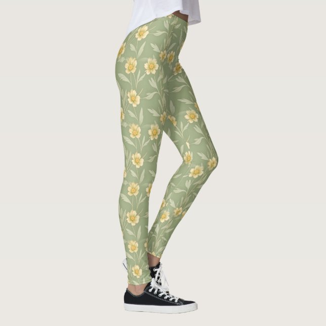 Flores Amarelas sobre Leggings Verdes (Direita)