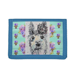 Flores Animais Cute Alpacca Lama Wallet Mulheres