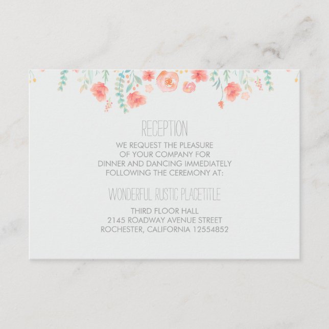 flores aquarela cartões de recepção de casamento e (Frente)