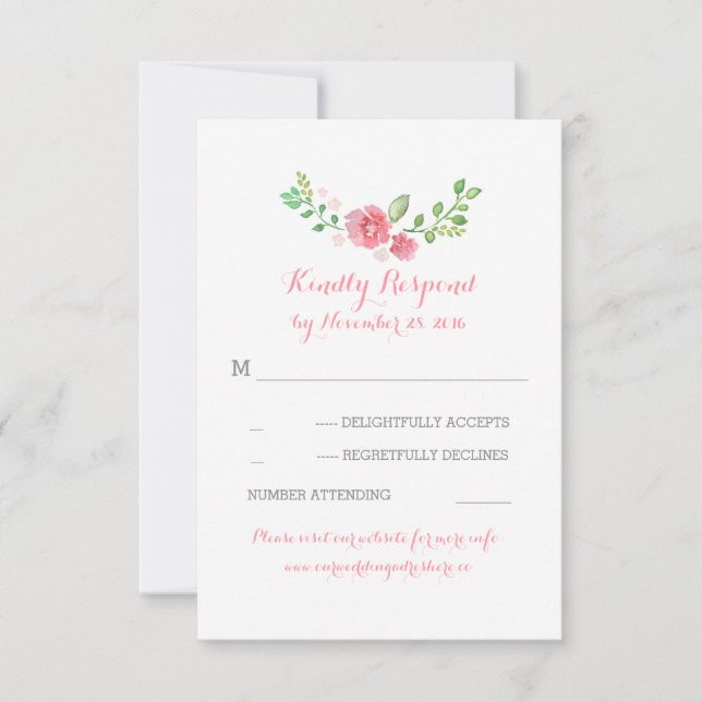 flores aquáticas casamento Cartões RSVP (Frente)