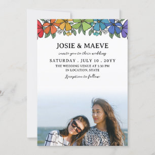 Flores Arco-Íris 2 em 1 Convite para Casamento Fot