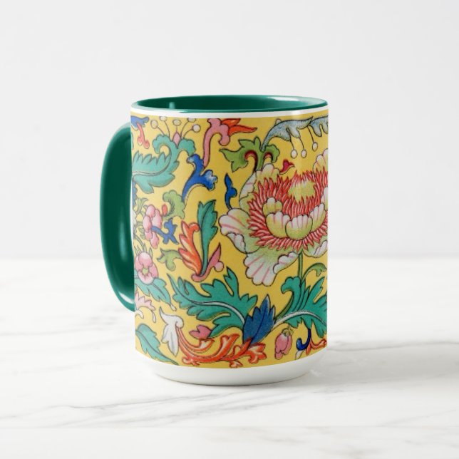 Flores Asiáticas - Caneca Cerâmica (Frente Esquerda)