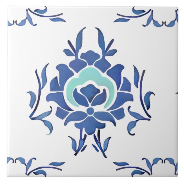 Flores azuis, azulejos turcos, iznik, (Frente)