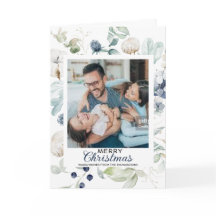 FLORES AZUIS BRANCOS MERRÍCULOS CARTÃO COM FOTOS D