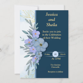 Flores azuis clássicas Convite de casamento,