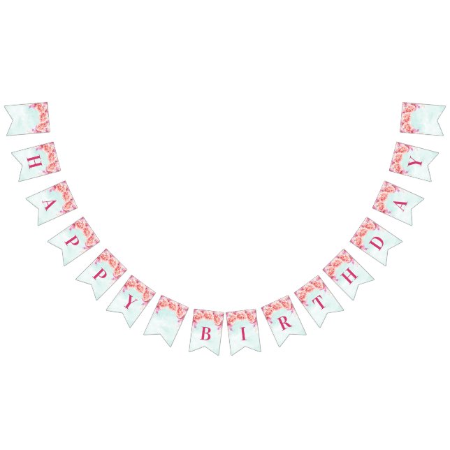 Flores azuis da aguarela da bandeira do feliz (Todos)