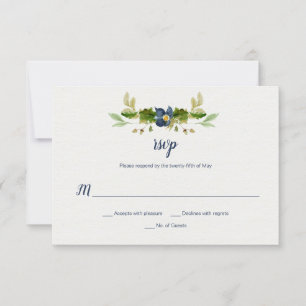 Flores Azuis De Aquarelas, Bolotas, Oak Deixa RSVP