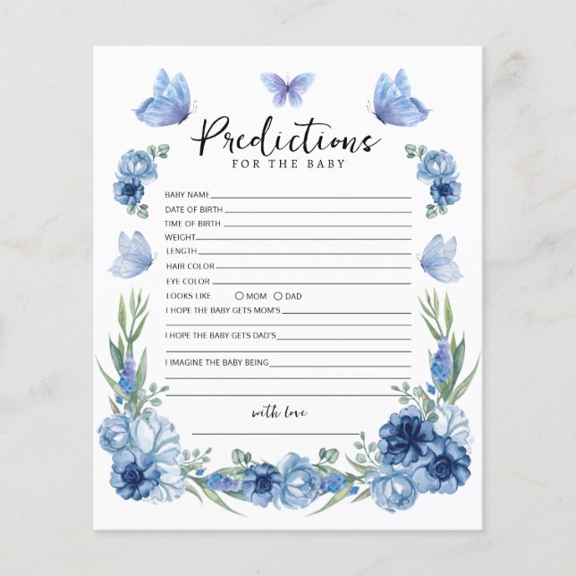 Flores Azuis de Borboleta Previsão Jogo Bebê (Frente)