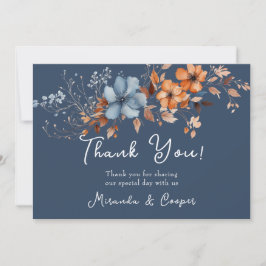 Flores Azuis e Laranja Agradecemos Cartões