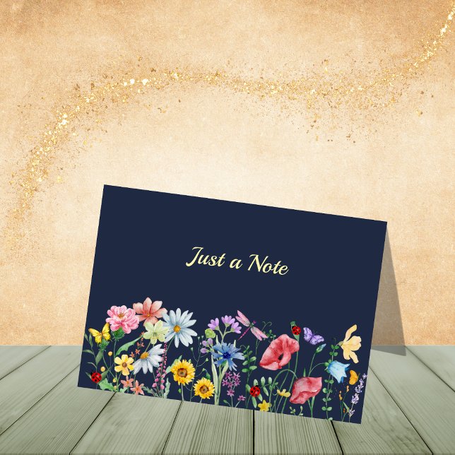 Flores Azuis Escuras nos Cartões de Nota de Campo (Personalize to add name or initials. Customize to change text, color, or style.)