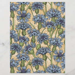 Flores azuis, flores silvestres, amarelo-mel