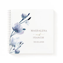 flores azuis florescem casamento Guest Book