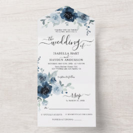 Flores Azuis marinhos Casamento Botânico RSVP Todo