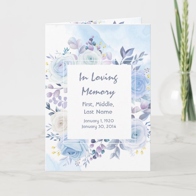 Flores Azuis Personalizadas do Programa Funeral (Frente)