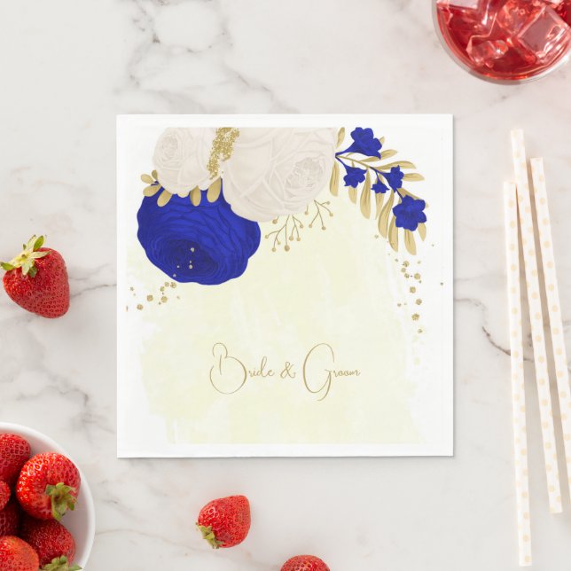 flores azuis reais e brancas guardanapos de casame (Insitu)