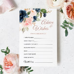 Flores Azul e Rosa marinhos Deseja e Cartão de Avi<br><div class="desc">Personalize com a noiva para ser o nome e a data do chá. Para mais personalização,  clique no link "personalizar mais". Se precisar de ajuda,  entre em contato comigo,  por favor.</div>
