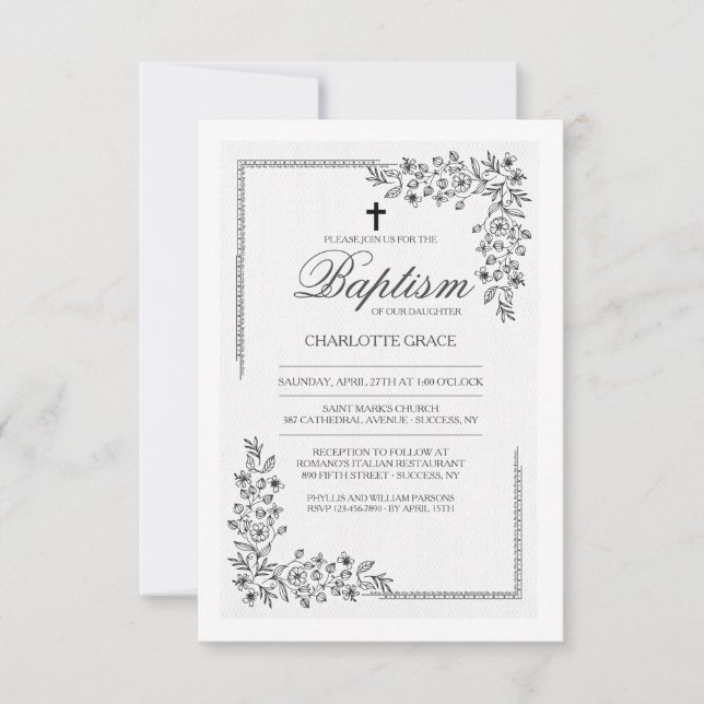 Flores Bênçando Convite Religioso (Frente)