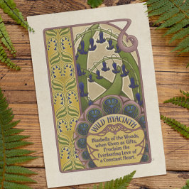 Flores Bluebell de Estilo Vintage - Cartão Azul