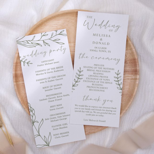 Flores Boho Sage Programa de Casamento Simples (Criador carregado)