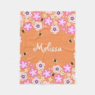 Flores bonito e cobertor do velo das abelhas