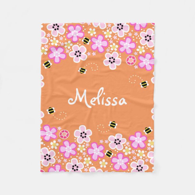 Flores bonito e cobertor do velo das abelhas (Frente)