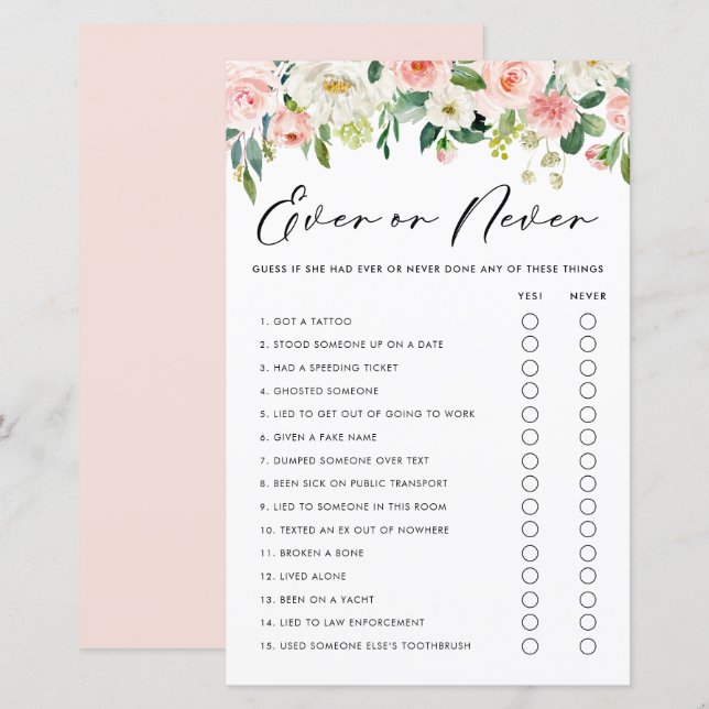 Flores bonito Nunca Tive Jogo De Chá (Frente/Verso)