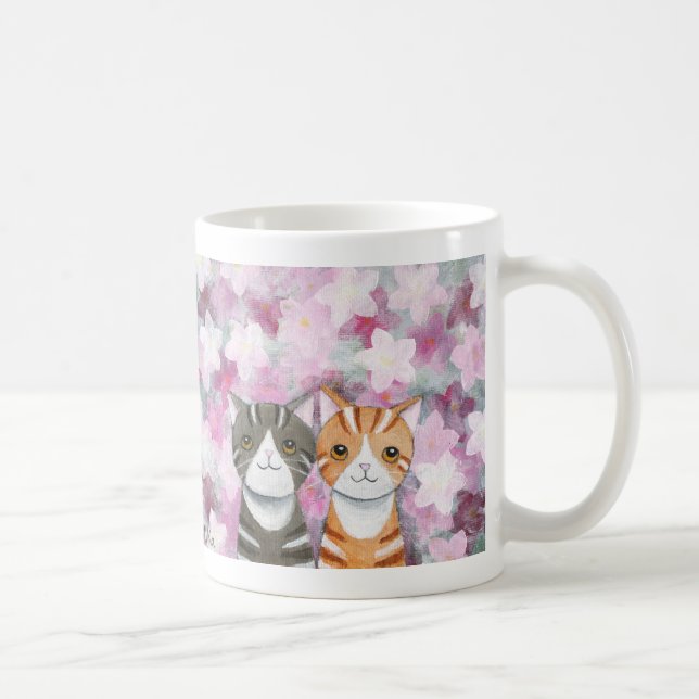Flores bonitos dos gatos de gato malhado da caneca (Direita)